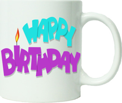 

Maison N Mode Happy Birth Day Purple Blue Style Coffee Ceramic Mug(330 ml), Multicolor