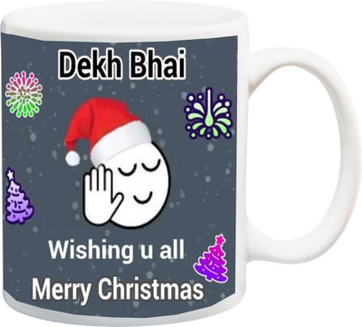 

ME&YOU Gift For family/Relative/friend;Dekh bhai wishing u all merry christmas printed Ceramic Mug(325 ml), Multicolor