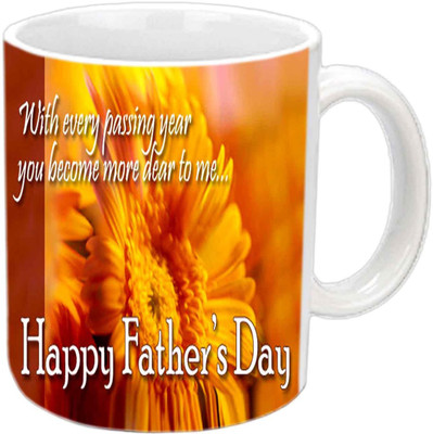 

Raj Laxmi Fathers Day Wishes With Beautiful Flower Design White Ceramic Mug(350 ml)