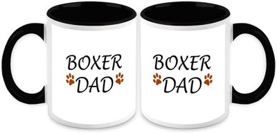 

Homesogood My Dad Is A Boxer(Set Of 2) Ceramic Mug(325 ml, Pack of 2)