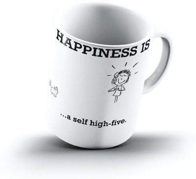 

Ucard Happiness Is2114 Bone China, Ceramic, Porcelain Mug(325 ml), Multicolor