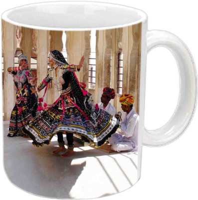 

Raj Laxmi Kalbeliya Dance White Ceramic Mug(350 ml)