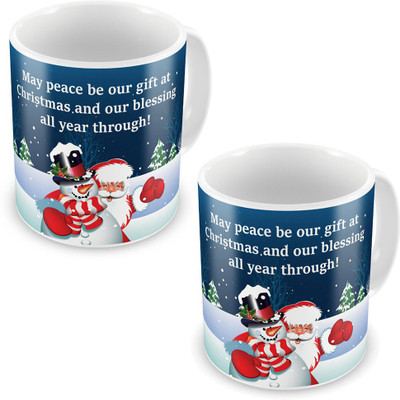 

Home India Santa Print Design Blue Coffees Pair 614 Ceramic Mug(300 ml, Pack of 2), Multicolor