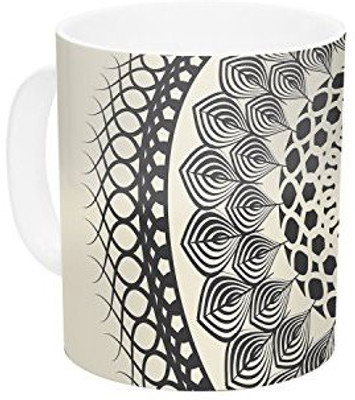 

Kess InHouse InHouse Famenxt Black and White Boho Mandala Geometric Ceramic Coffee, 11 oz, Multicolor Ceramic Mug(60 ml)
