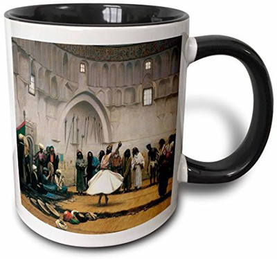 

3dRose The Whirling Dervishes By Jean-Leon Gerome Two Tone Black, 11 oz, Black/White Ceramic Mug(60 ml), Multicolor