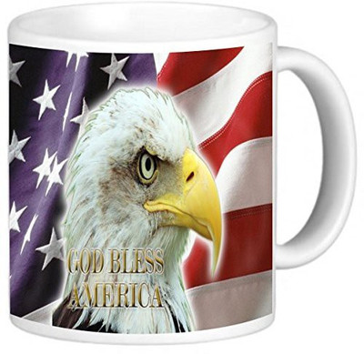 

Rikki Knight LLC Knight Photo Quality Ceramic Coffee, 11 oz, American Flag Eagle Design Ceramic Mug(60 ml), Multicolor
