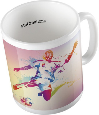 

MiiCreations Printed Colorful Football Player Ceramic Mug(325 ml), Multicolor