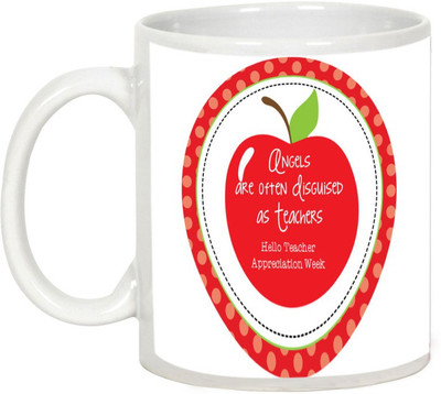 

AllUPrints Teacher Our Angles Ceramic Mug(325 ml), White