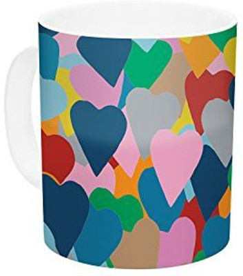 

Kess InHouse InHouse Project M More Hearts Ceramic Coffee, 11 oz, Multicolor Ceramic Mug(60 ml)