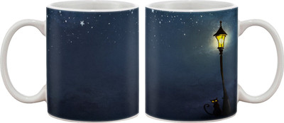

Artifa Cat And Lantern At Night Porcelain, Ceramic Mug(350 ml), Multicolor