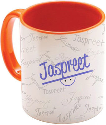 

SKY TRENDS Jaspreet Birthday Gift Orange Coffee 350 ML Ceramic Mug(350 ml), Multicolor