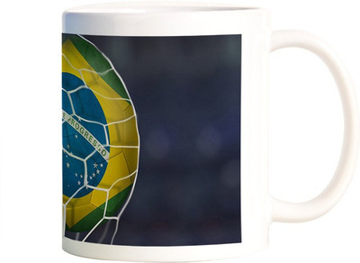 

Rangeele Inkers Brazil Football Ceramic Mug(300 ml), Multicolor