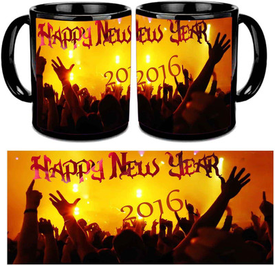 

Raj Laxmi Rising hands black Ceramic Mug(350 ml)