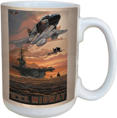 

Tree-Free Greetings Greetings lm43269 Military U.S.S Midway by Paul A. Lanquist Ceramic with Full-Sized Handle, 15-Ounce, Multicolored Ceramic Mug(60 ml), Multicolor