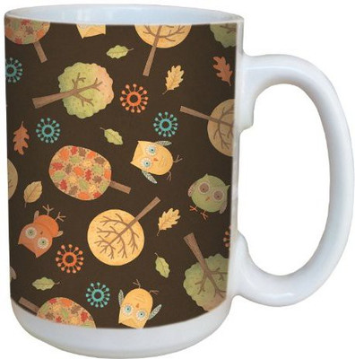 

Tree-Free Greetings Greetings 79219 Owls and Trees by Debbie Mumm Ceramic with Full-Sized Handle, 15-Ounce Ceramic Mug(60 ml), Multicolor