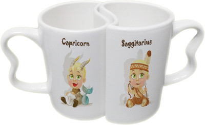 

Ucard Capricorn and Saggitarius Zodiac Sign Couple Bone China, Ceramic, Porcelain Mug(325 ml), Multicolor
