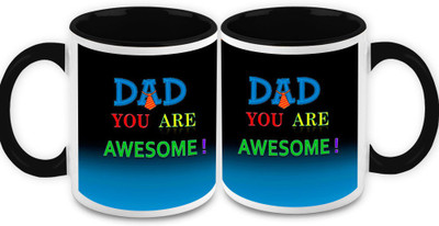 

Homesogood Daddy Is The Real Hero Quote Ceramic Mug(325 ml, Pack of 2)