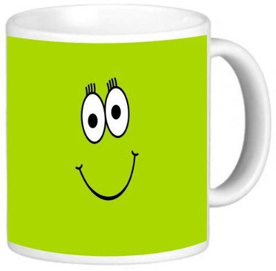 

Rikki Knight LLC Knight Photo Quality Ceramic Coffee, 11 oz, Green Cheeky Smiley Face Ceramic Mug(60 ml)