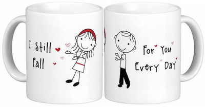 

Exoctic Silver Love Couple Anniversary 014 Ceramic Mug(300 ml, Pack of 2), Black;red;white