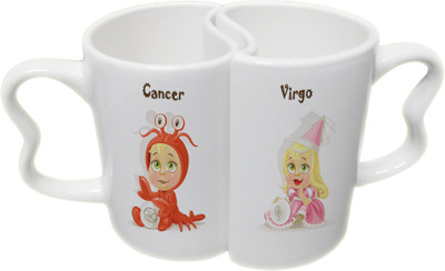 

Ucard Cancer and Virgo Zodiac Sign Valentines Day Couple Bone China, Ceramic, Porcelain Mug(325 ml), Multicolor