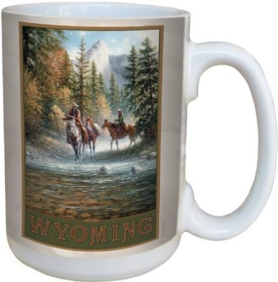 

Tree-Free Greetings Greetings lm43054 Western Wyoming River on Horseback by Jack Terry Ceramic with Full-Sized Handle, 15-Ounce, Multicolored Ceramic Mug(60 ml), Multicolor