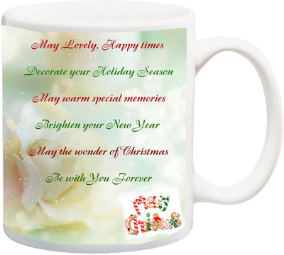 

ME&YOU Christmas Greetings and Wishes : Sparkling White Candle Printed Ceramic Mug(325 ml), Multicolor