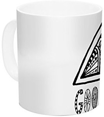 

Kess InHouse InHouse Vasare Nar Good Vibes White Black Ceramic Coffee, 11 oz, Multicolor Ceramic Mug(60 ml)