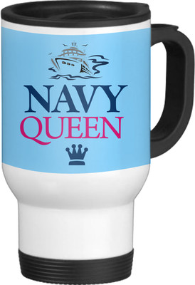 56% OFF on TIED RIBBONS Navy Queen White-Travel Ceramic Coffee Mug(600 ml)