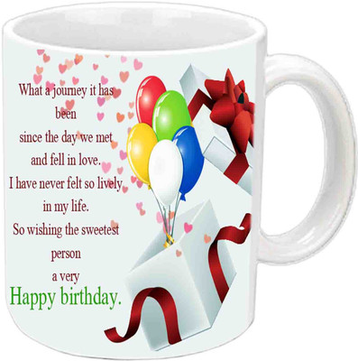 

Raj Laxmi Happy B'day With Colorful Balloons White Ceramic Ceramic Mug(3.5 ml)