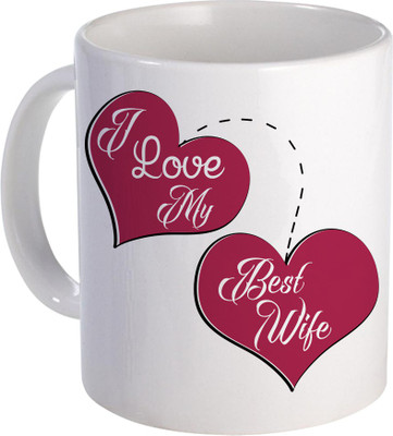 

SKY TRENDS I Love My Best Wife A White Ceramic Coffe Gift For Special Day Anniversery And Valentine Day Design (86) Ceramic Mug(320 ml)