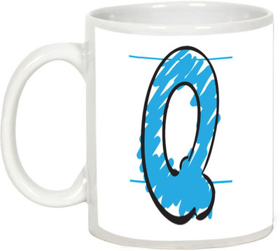 

AllUPrints Colorful Handwritten Alphabet Letters "Q" Ceramic Mug(325 ml), White