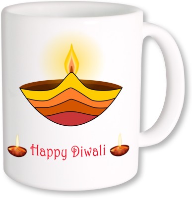 

PhotogiftsIndia Yellow Diya On Happy Diwali Coffee Ceramic Mug(325 ml), Multicolor