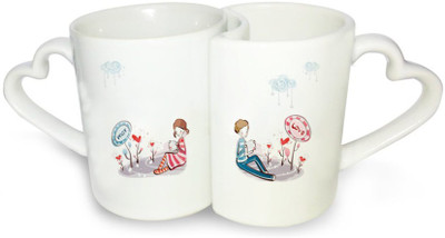 

Ucard Love Letter CoupleMug Set Bone China, Ceramic, Porcelain Mug(325 ml, Pack of 2)