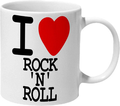 

Mooch Wale I Love Rock And Roll Ceramic Mug(325 ml), Multicolor