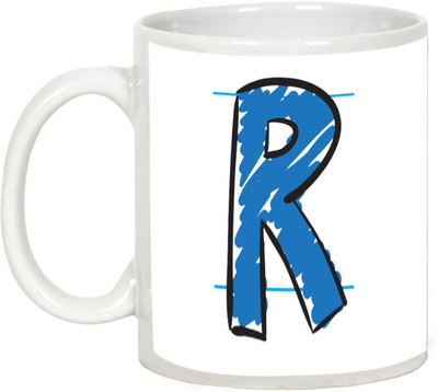 

AllUPrints Colorful Handwritten Alphabet Letters "R" Ceramic Mug(325 ml), White