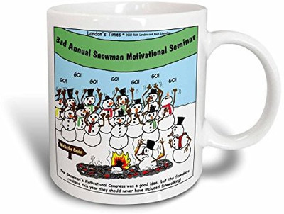

3dRose Snowman Motivational Seminar Ceramic, 11 oz, White Ceramic Mug(60 ml), Multicolor