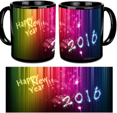 

Raj Laxmi Shaded black new year cup Ceramic Mug(350 ml)