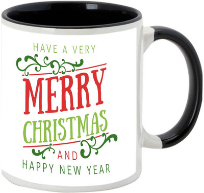 

AllUPrints Have A Happy Christmas And New Year Ceramic Mug(325 ml), Black