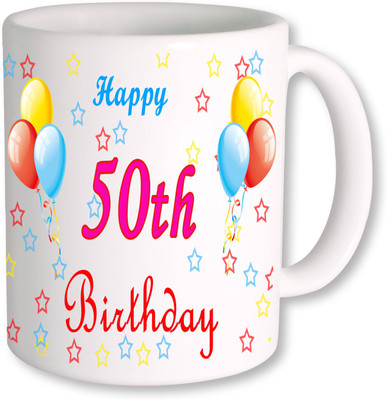 

PhotogiftsIndia 50th Happy Birthday Coffee Ceramic Mug(350 ml), Multicolor