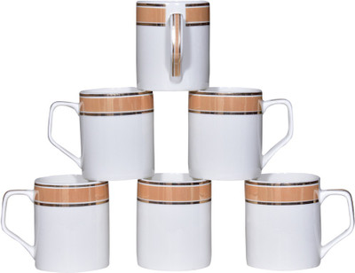 

Pearl Pooja-91 Bone China Mug(200 ml, Pack of 6), Multicolor