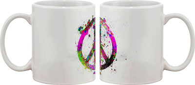 

Artifa Peace Color Splash Porcelain, Ceramic Mug(350 ml), Multicolor