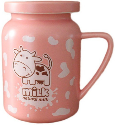 

GeekGoodies Milk Cow Coffee Cup Ceramic Mug(350 ml), Pink