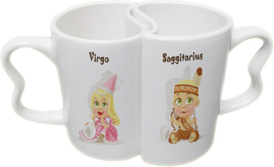 

Ucard Virgo and Saggitarius Zodiac Sign Couple Bone China, Ceramic, Porcelain Mug(325 ml), Multicolor