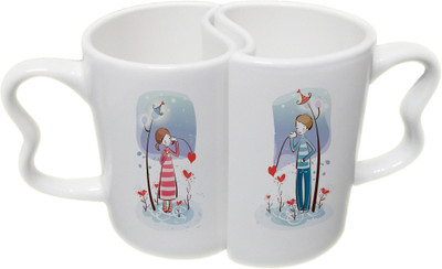 

Ucard Love Calling CoupleMug Set Bone China, Ceramic, Porcelain Mug(325 ml, Pack of 2)