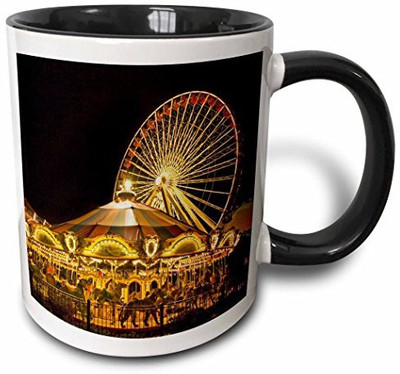 

3dRose mug_90196_4 Viewing The Navy Pier in Chicago, Illinois US14 JRE0001 Joe Restuccia Iii Two Tone Black, 11 oz, Black/White Ceramic Mug(60 ml), Multicolor