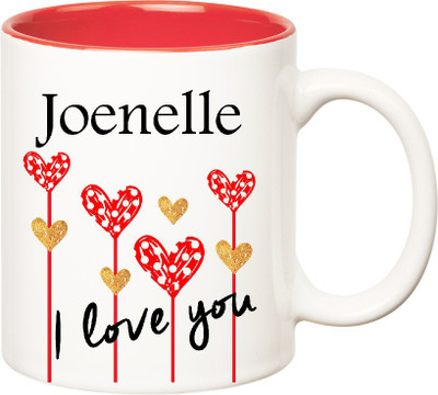 

Huppme I Love You Joenelle Inner Red (350 ml) Ceramic Mug(350 ml), Red;white
