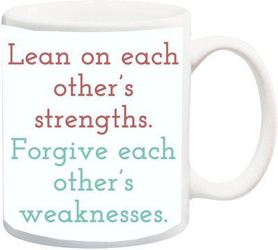

ME&YOU Perfect Gift for Couple:Lean on Each Other's Strengths Forgive Weakness Printed Ceramic Mug(325 ml), Multicolor