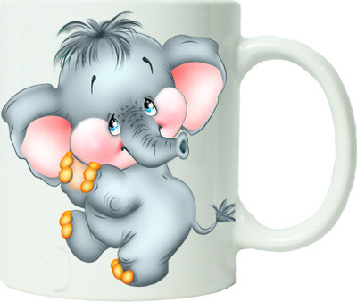 

Maison N Mode Cute Elephant Cartoon Coffee Ceramic Mug(330 ml), Multicolor