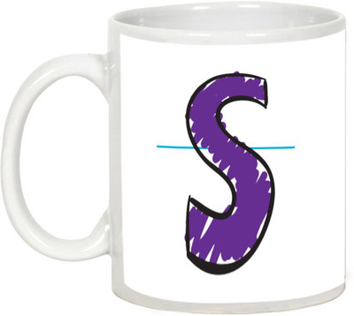 

AllUPrints Colorful Handwritten Alphabet Letters "S" Ceramic Mug(325 ml), White