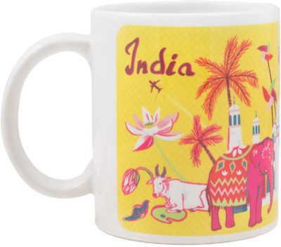 

Chumbak Incredible India Ceramic Mug(300 ml), White